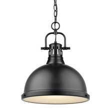  3602-L BLK-BLK - Duncan 1 Light Pendant with Chain in Matte Black with a Matte Black Shade
